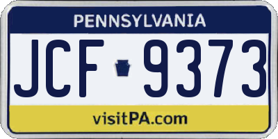 PA license plate JCF9373