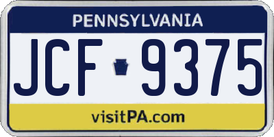 PA license plate JCF9375