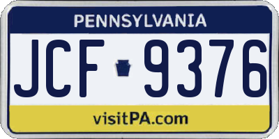 PA license plate JCF9376