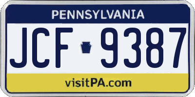 PA license plate JCF9387