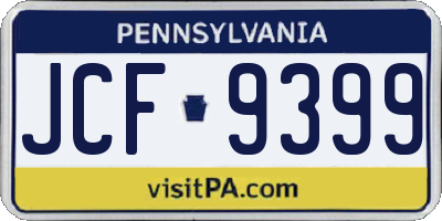 PA license plate JCF9399