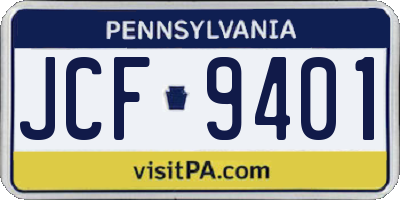 PA license plate JCF9401