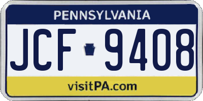 PA license plate JCF9408