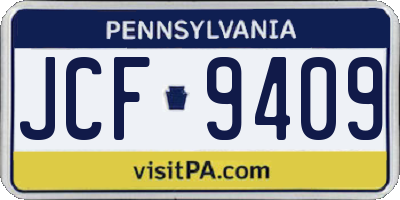 PA license plate JCF9409