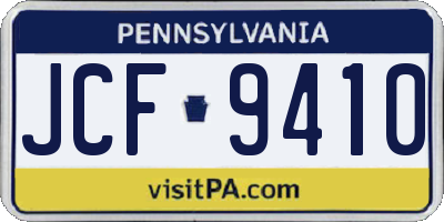 PA license plate JCF9410