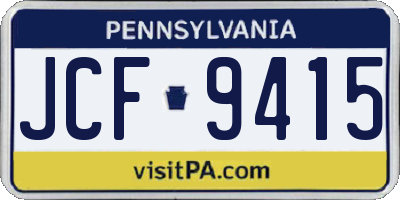 PA license plate JCF9415