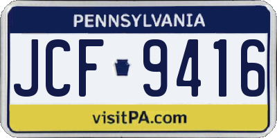 PA license plate JCF9416