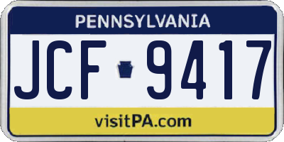 PA license plate JCF9417