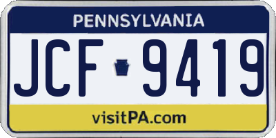 PA license plate JCF9419