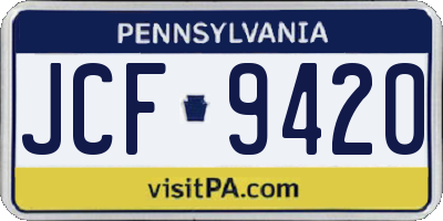 PA license plate JCF9420