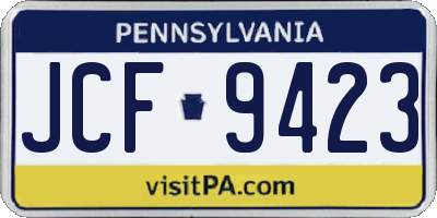 PA license plate JCF9423