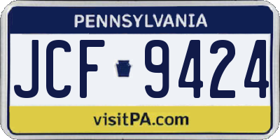 PA license plate JCF9424