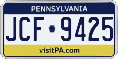 PA license plate JCF9425