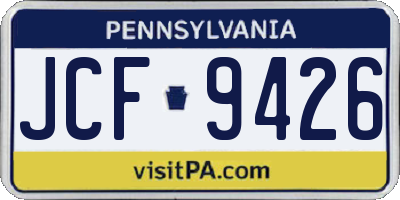PA license plate JCF9426
