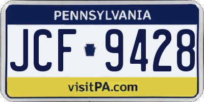 PA license plate JCF9428