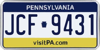 PA license plate JCF9431