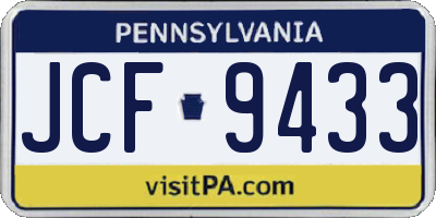 PA license plate JCF9433