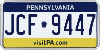 PA license plate JCF9447