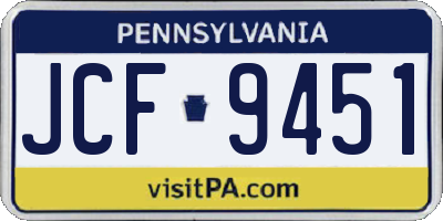 PA license plate JCF9451