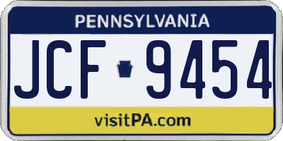 PA license plate JCF9454