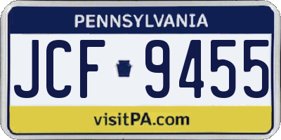 PA license plate JCF9455
