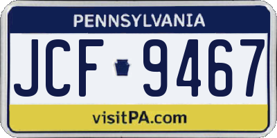 PA license plate JCF9467