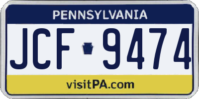 PA license plate JCF9474