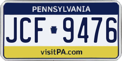 PA license plate JCF9476