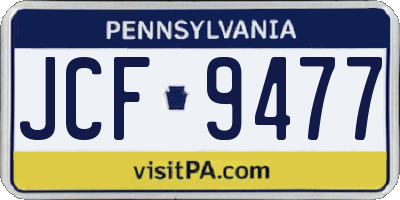 PA license plate JCF9477