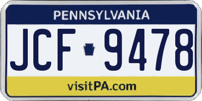 PA license plate JCF9478