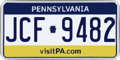 PA license plate JCF9482