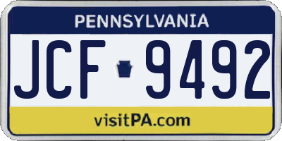 PA license plate JCF9492