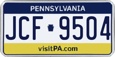 PA license plate JCF9504