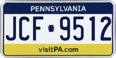 PA license plate JCF9512