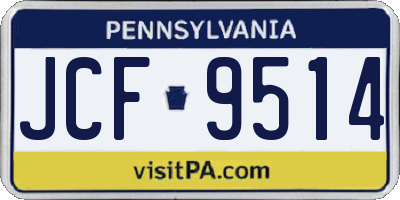 PA license plate JCF9514