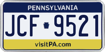 PA license plate JCF9521