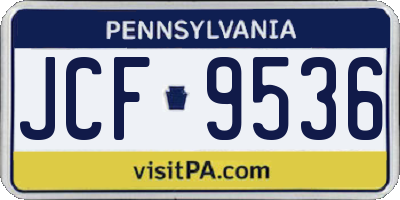 PA license plate JCF9536