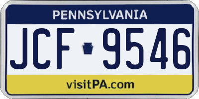 PA license plate JCF9546