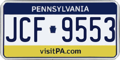 PA license plate JCF9553