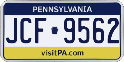 PA license plate JCF9562