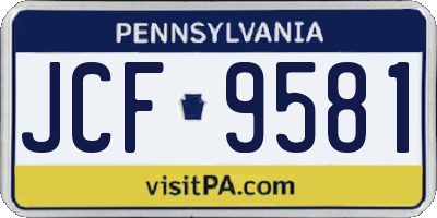 PA license plate JCF9581