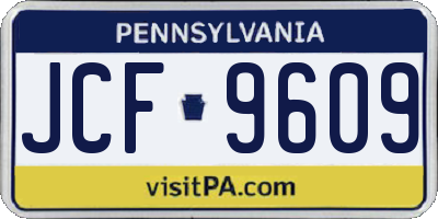 PA license plate JCF9609