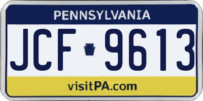 PA license plate JCF9613