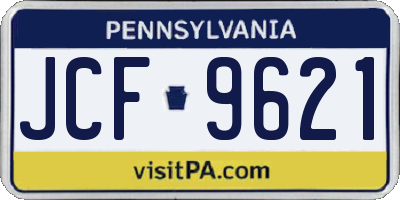 PA license plate JCF9621