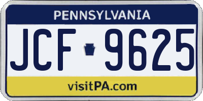 PA license plate JCF9625