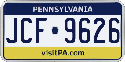 PA license plate JCF9626