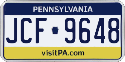 PA license plate JCF9648