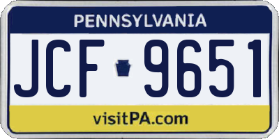 PA license plate JCF9651