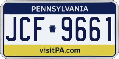 PA license plate JCF9661