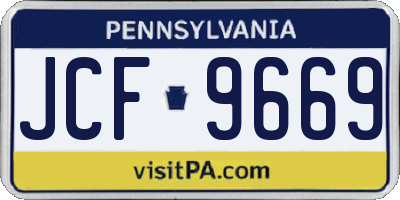 PA license plate JCF9669